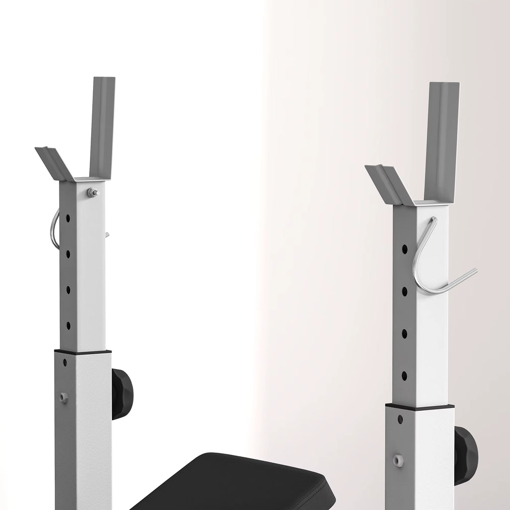 Adjustable Weight Bench with Squat Rack, Heavy Duty Bench Press Rack with Preacher Curl Pad, Leg Developer