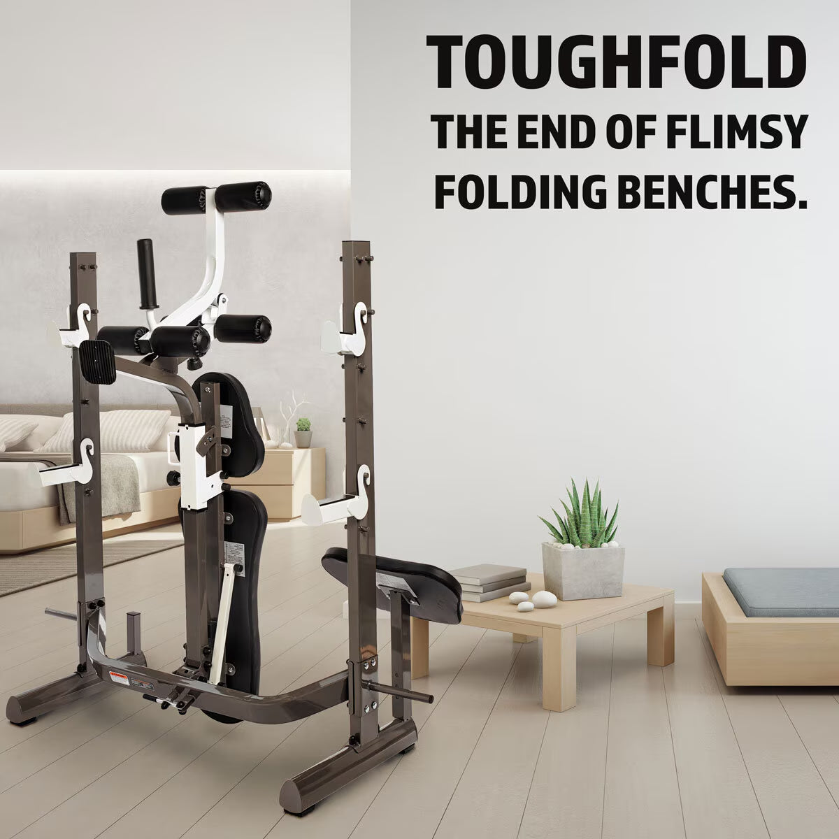 MWB-70205 Folding Olympic Barbell Bench with Rear Squat Rack