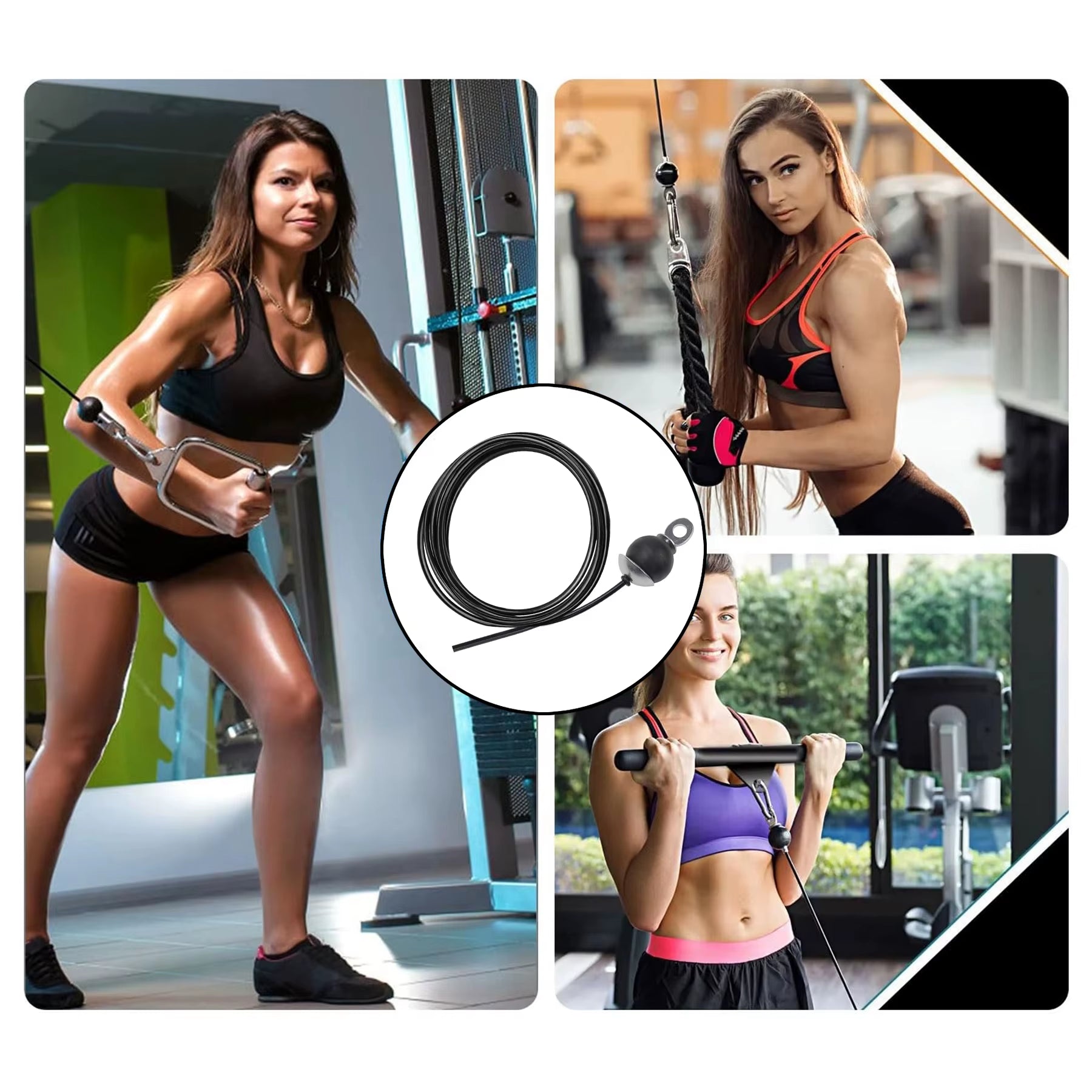 196 Inch Thick 5Mm Adjustable Home Gym Pulley System Replaces Fitness Cables, Gym Pulley System Accessories