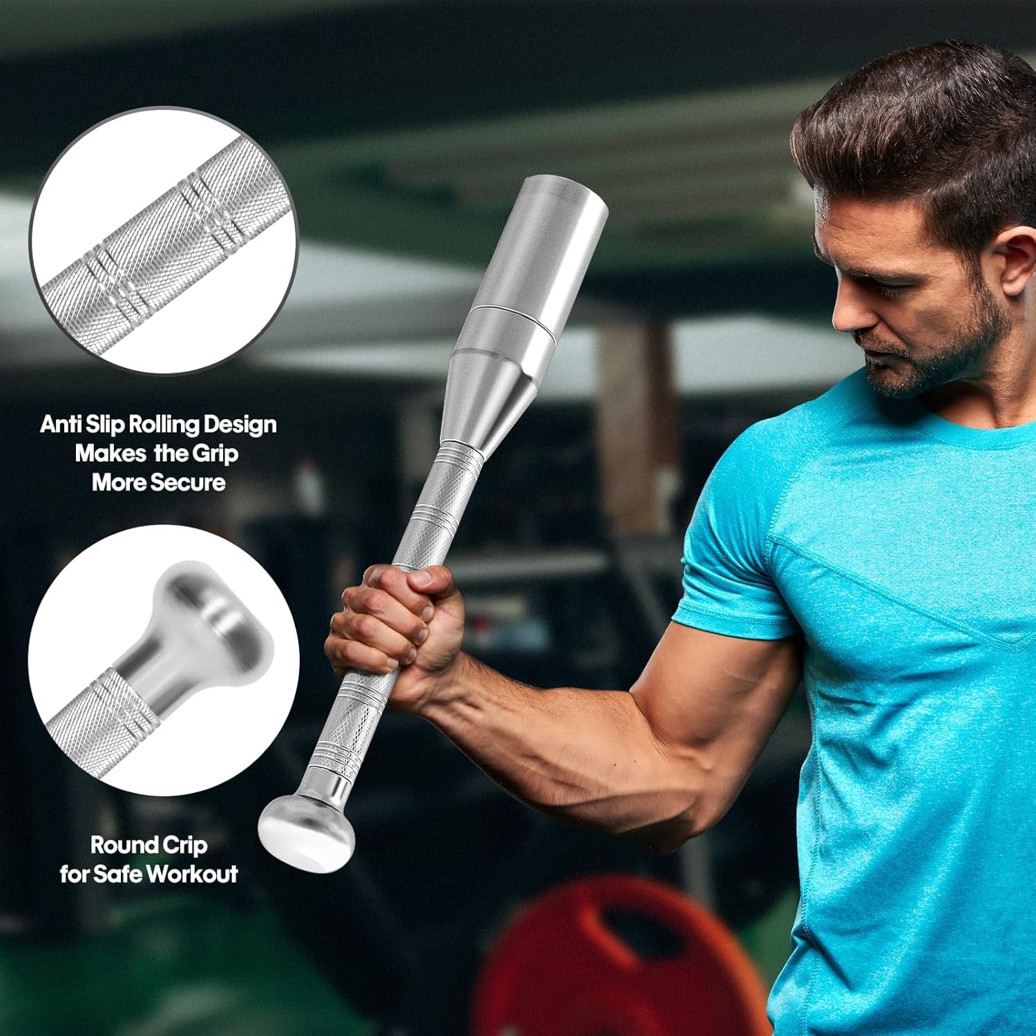 Adjustable Indian Club Exercise Set Workout Steel Club ,Strength Training Heavy Duty Gym Fitness Equipment,Weight Adjustable: 6.6/8.8/11.1/13.2/15.4/17.6/19.8/22 LB