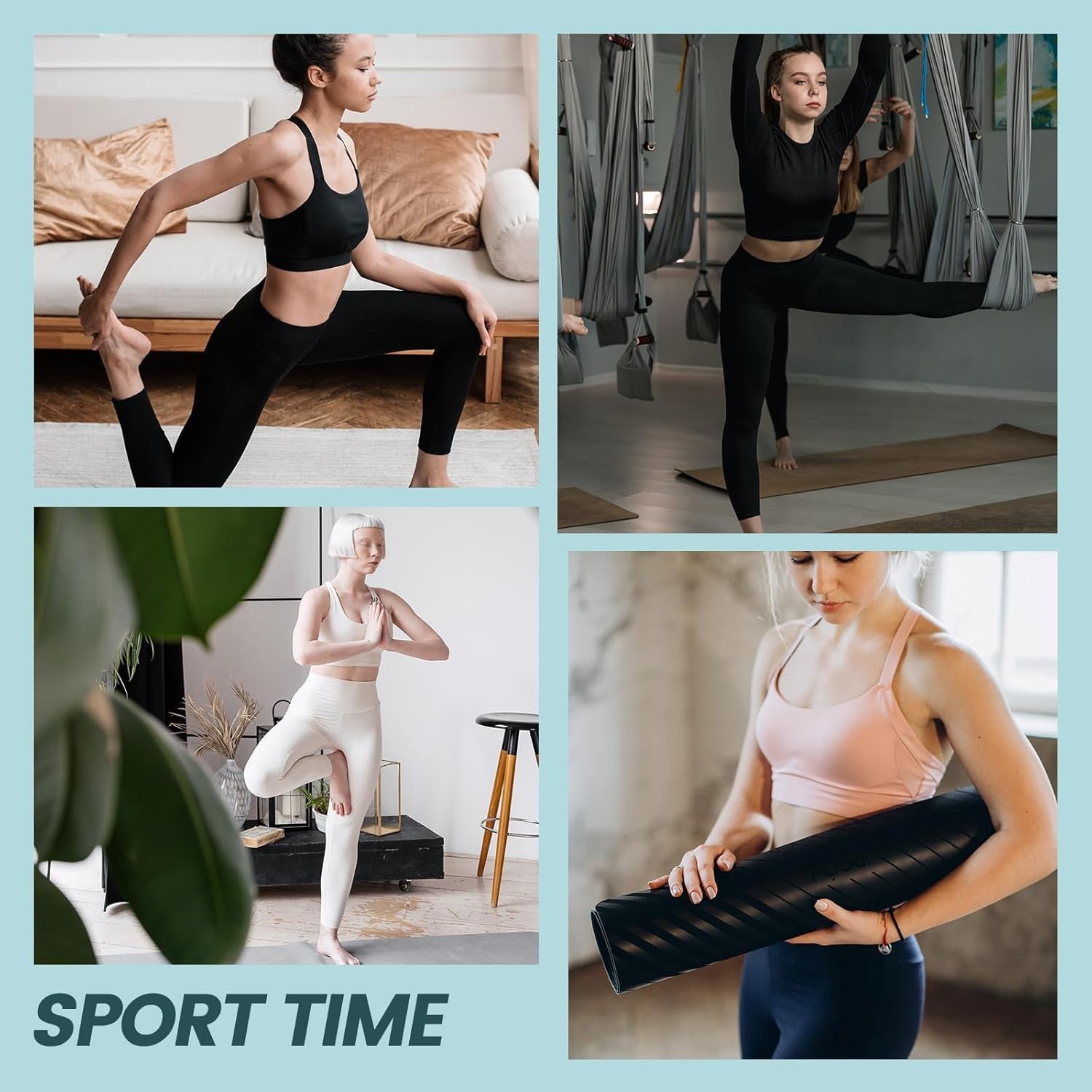 AMIYOYO 3 Pack Leggings for Women with Pockets High Waist Gym Leggings Black Tum