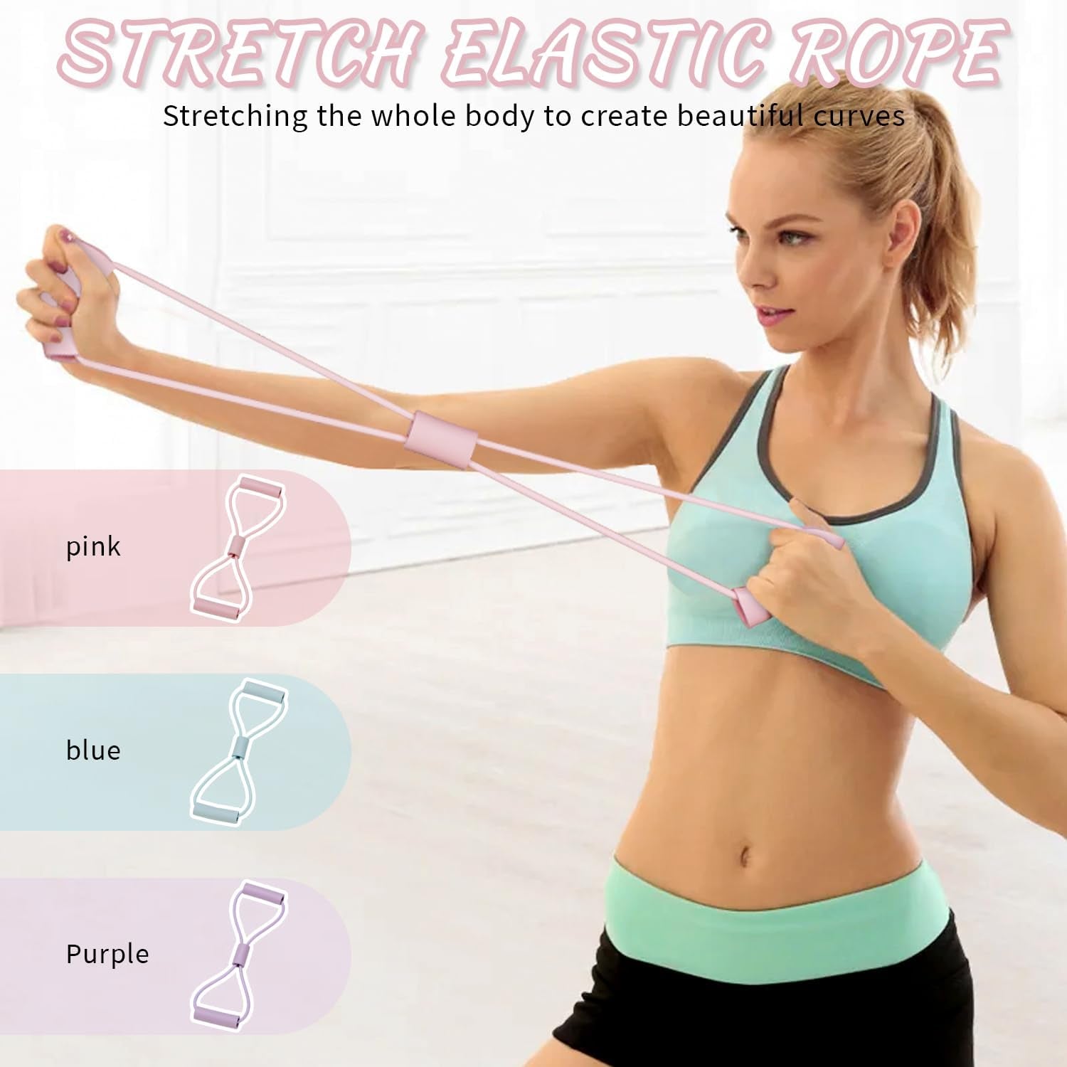 3 Pcs Resistance Bands with Handles, Arm Figure 8 Resistance Band Chest Workout