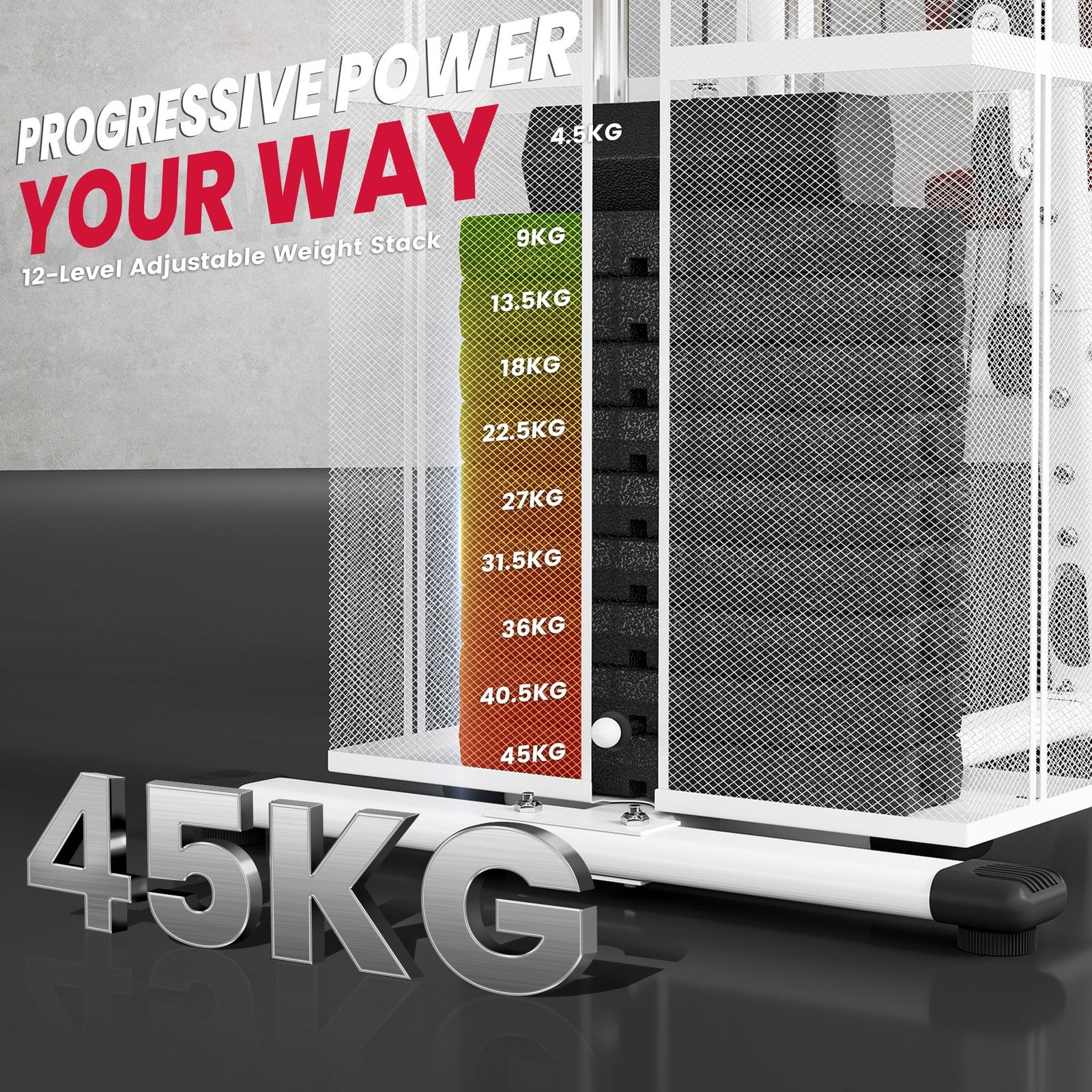 Multifunction Home Gym Weight Training Workout Station White