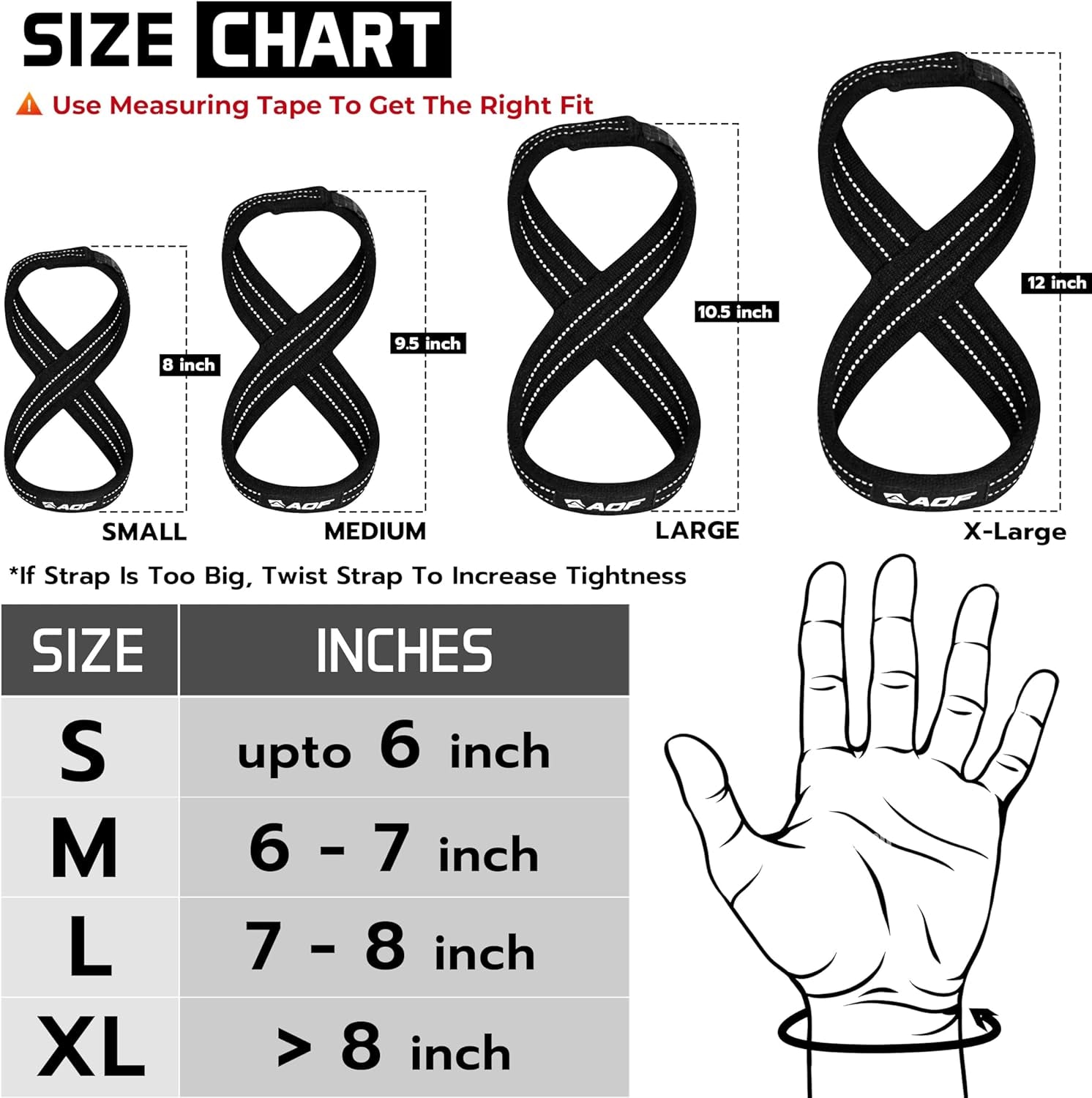 AQF Figure 8 Lifting Straps, anti Slip Gym Wrist Supports for Gym, Powerlifting,