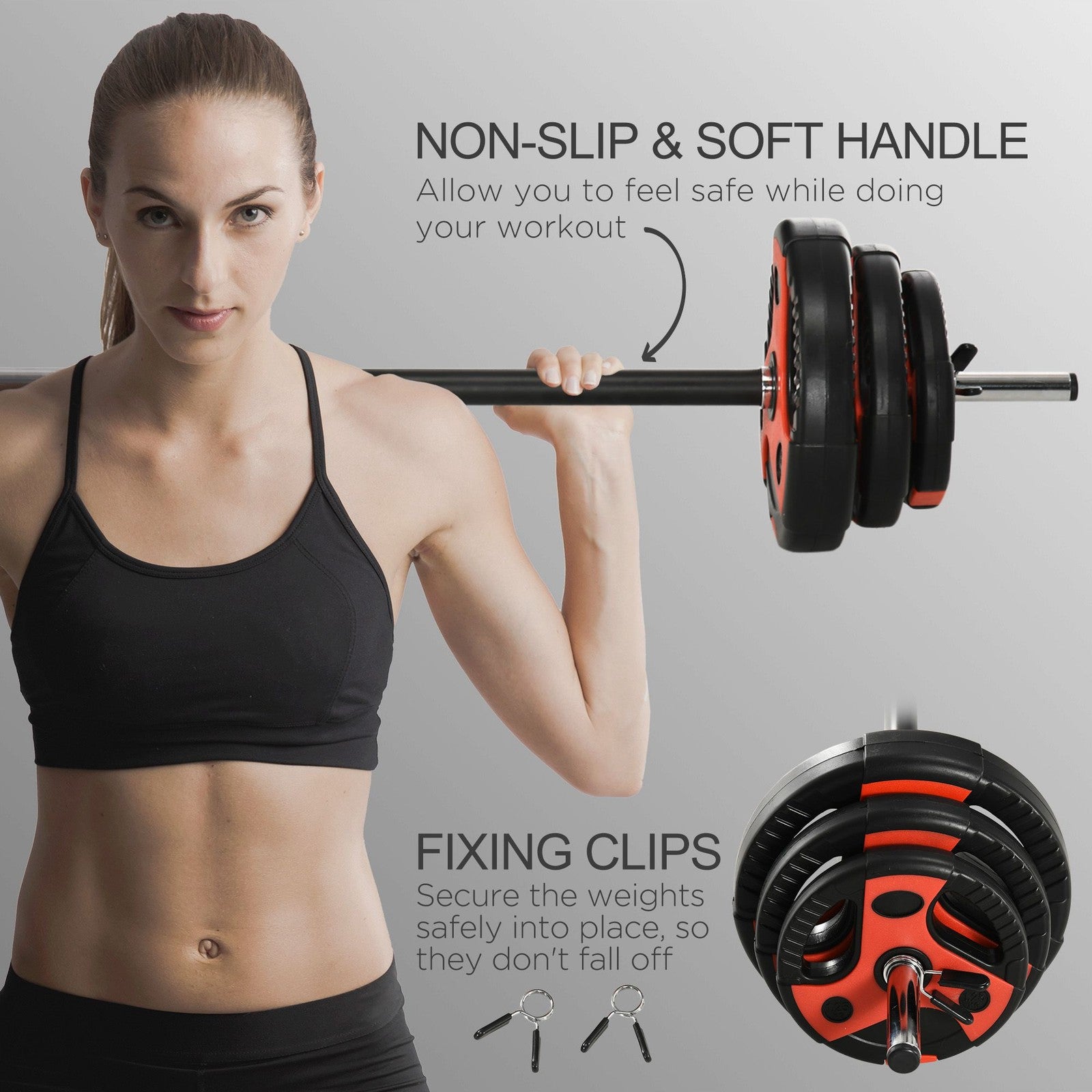 20Kg Adjustable Barbell Set, Body Pump Bar and Weights Set for Home Gym