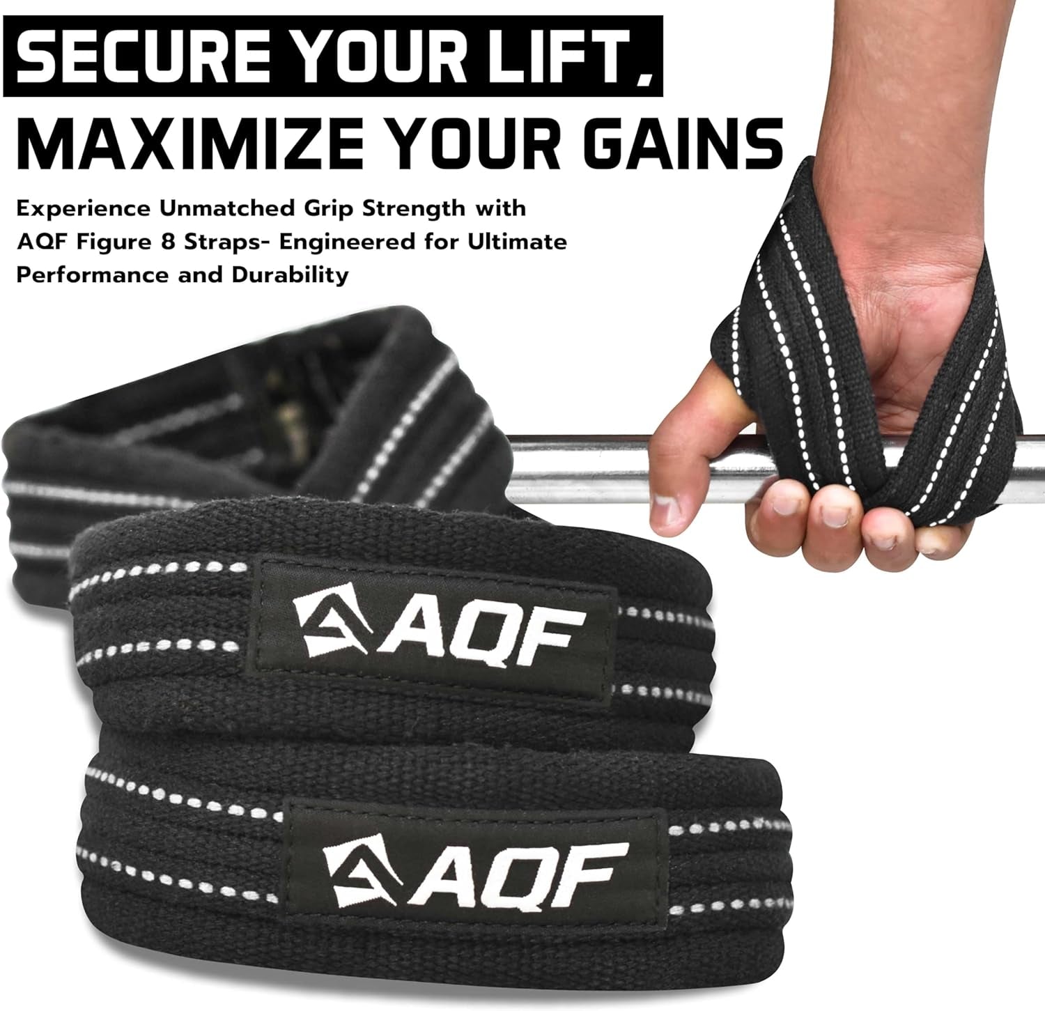 AQF Figure 8 Lifting Straps, anti Slip Gym Wrist Supports for Gym, Powerlifting,