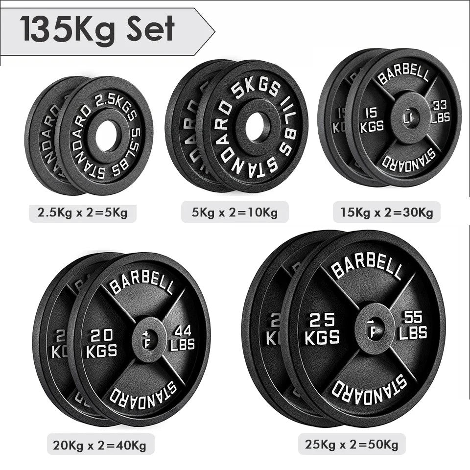 Cast Iron Weight Plates Set Pair 2" Hole Disc Dumbbell Olympic Barbell Weights